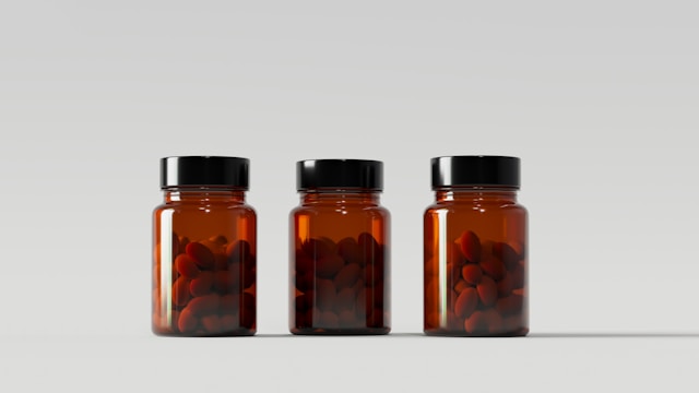 CoQ10 supplement capsules in a bottle