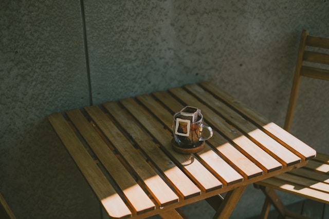 Coffee in morning sunlight as part of a healthy aging routine